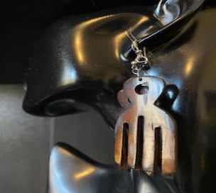 Afro Pick Style Wooden Earrings