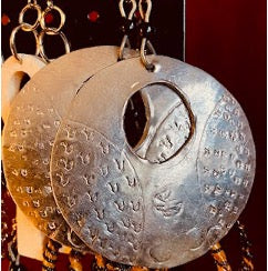 African Inspired Silver Circle Earrings