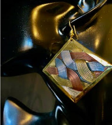 Rhombus Shaped Tricolor Earrings